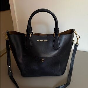 Michael Kors Black Tote with Gold Accents
